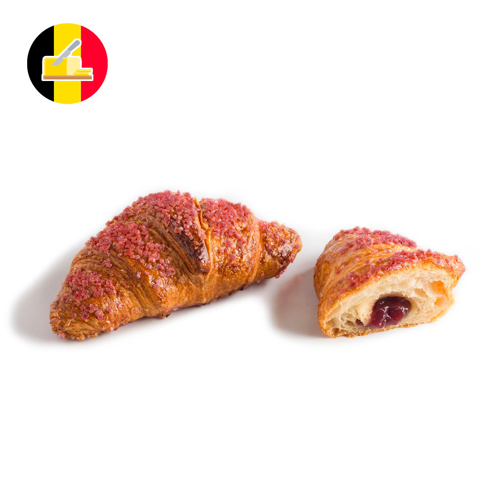 Croissant al burro belga dritto lampone decorato